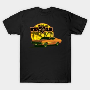 Texas-Style 1970 Torino Beach scene bold yellow and orange colors T-Shirt